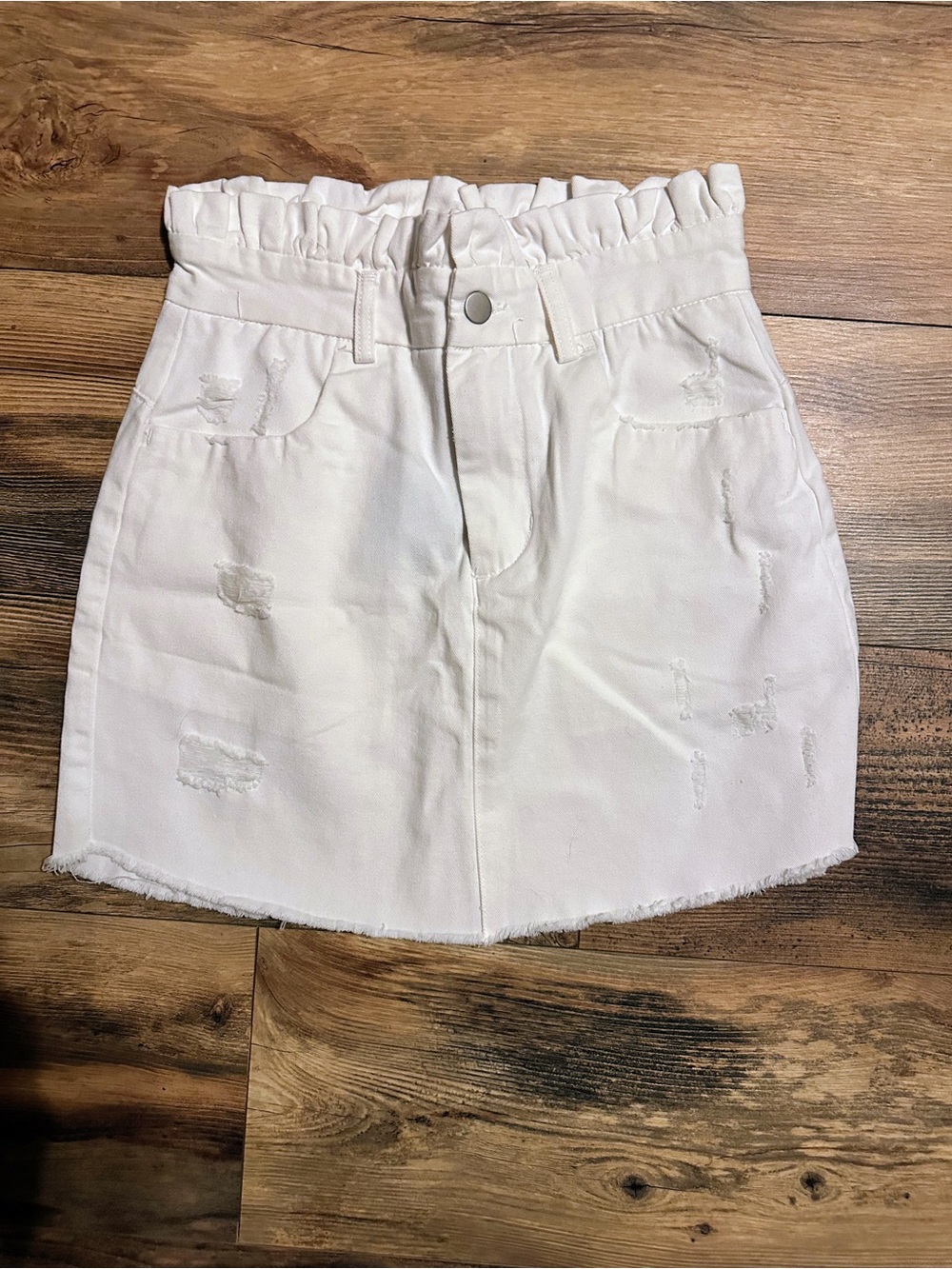 Hayden Cream High-Waist Denim Mini Skirt